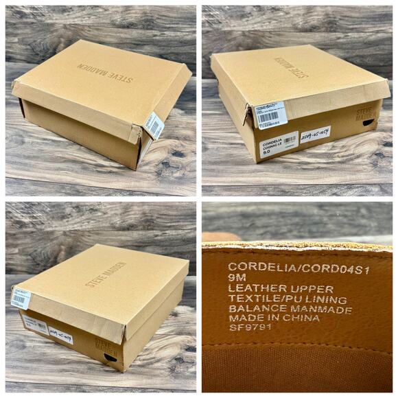 Steve Madden Cordelia 9M Cognac Leather Block Heel Harness Biker Ankle Boot - Picture 12 of 12